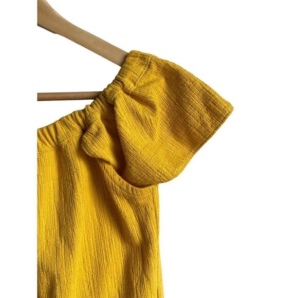 Madewell Texture & Thread Tie Waist Off the Shoulder Top Yellow Size XS - Picture 4 of 6